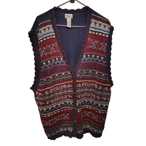 Vintage Napa Valley Women's Size 3X Multicolor Knit Cardigan Vest